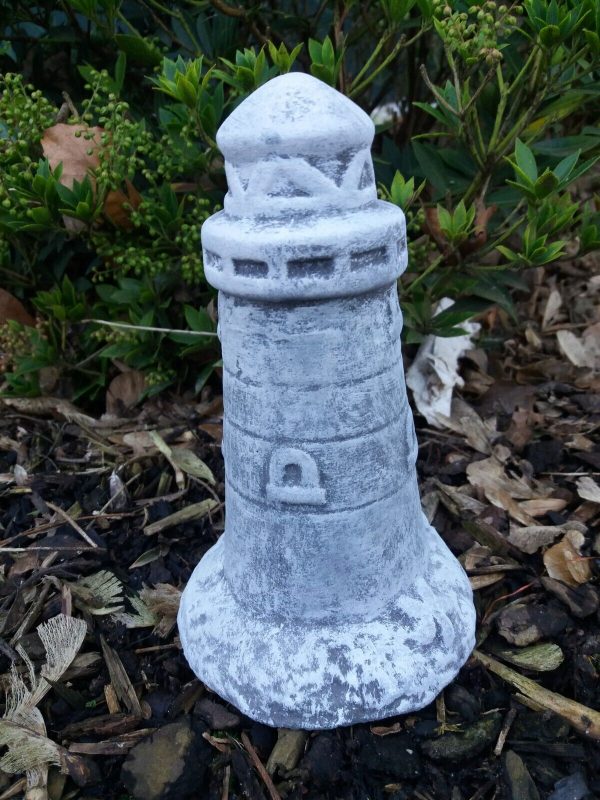 Steinfigur kleiner Leuchtturm Maritim Küste Frostfest Garten Deko – Bild 6