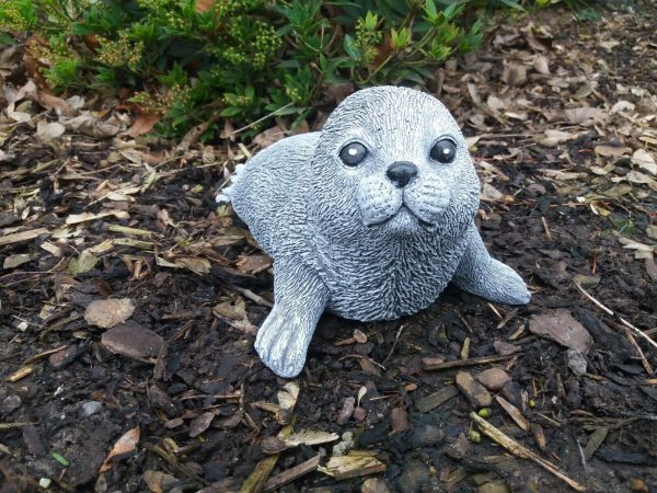 Steinfigur große schöne Robbe Heuler Seehund Frostfest Steinguss Gartenfigur – Bild 6