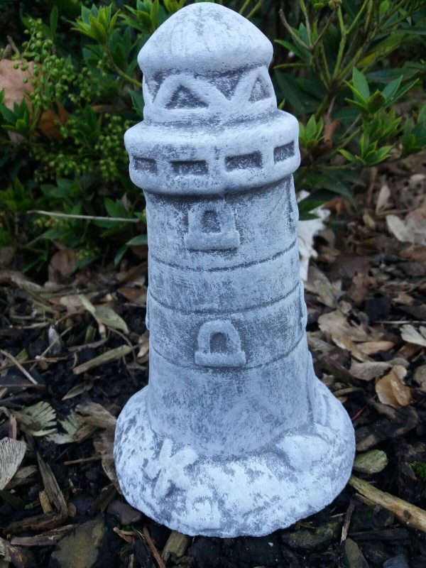 Steinfigur kleiner Leuchtturm Maritim Küste Frostfest Garten Deko – Bild 7