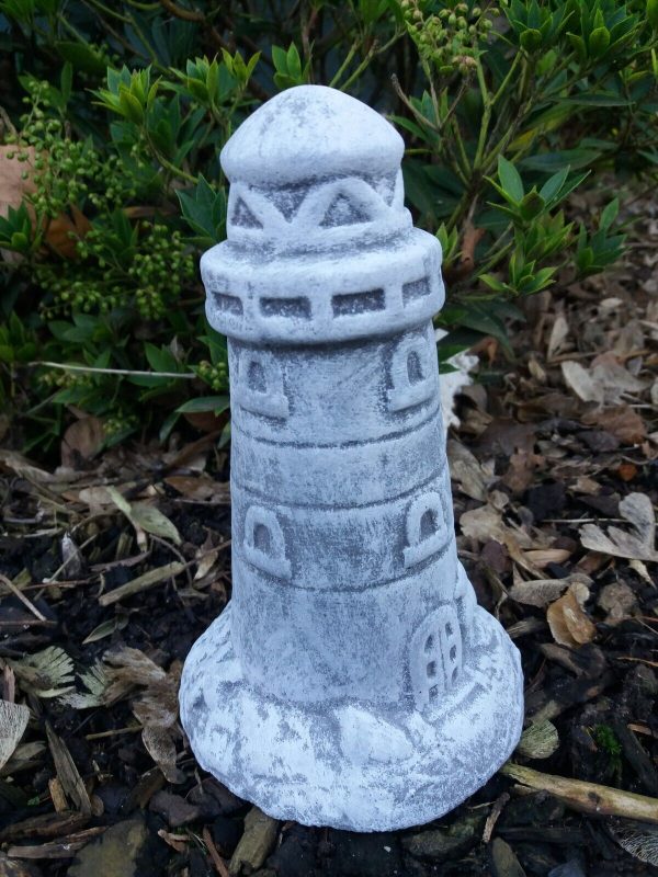 Steinfigur kleiner Leuchtturm Maritim Küste Frostfest Garten Deko – Bild 8