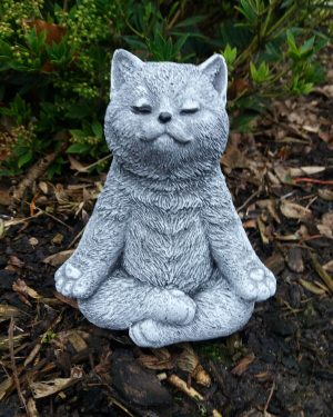 Steinfigur Yoga Katze Kitten Frostfest Steinguss Garten Deko Haustier