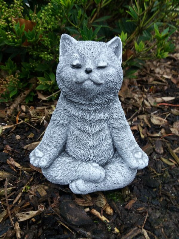 Steinfigur Yoga Katze Kitten Frostfest Steinguss Garten Deko Haustier