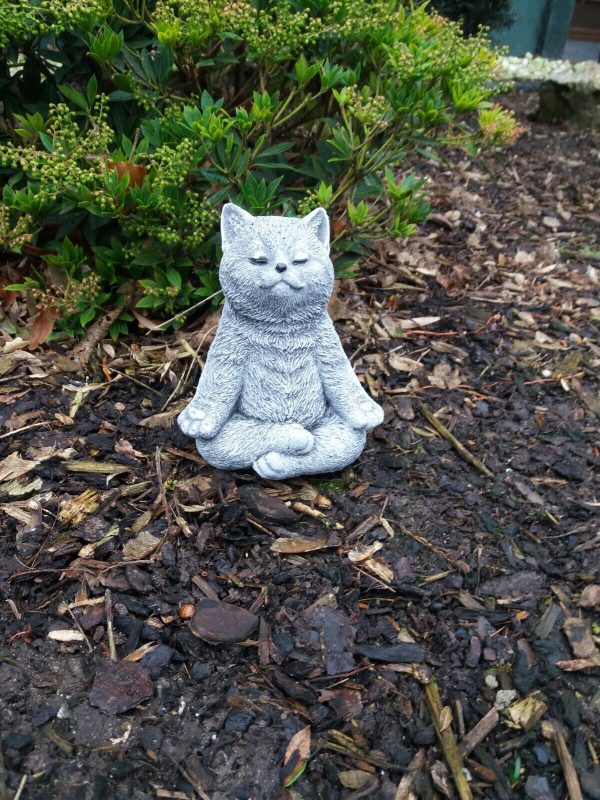 Steinfigur Yoga Katze Kitten Frostfest Steinguss Garten Deko Haustier – Bild 3