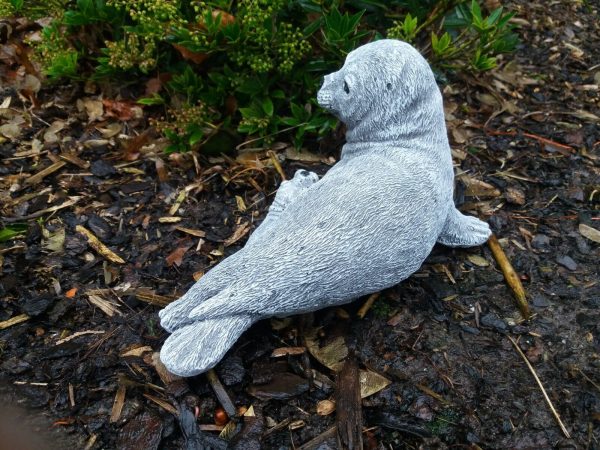 Steinfigur Robbenmutter mit Kind Frostfest Wetterfest Steinguss Garten Deko – Bild 4