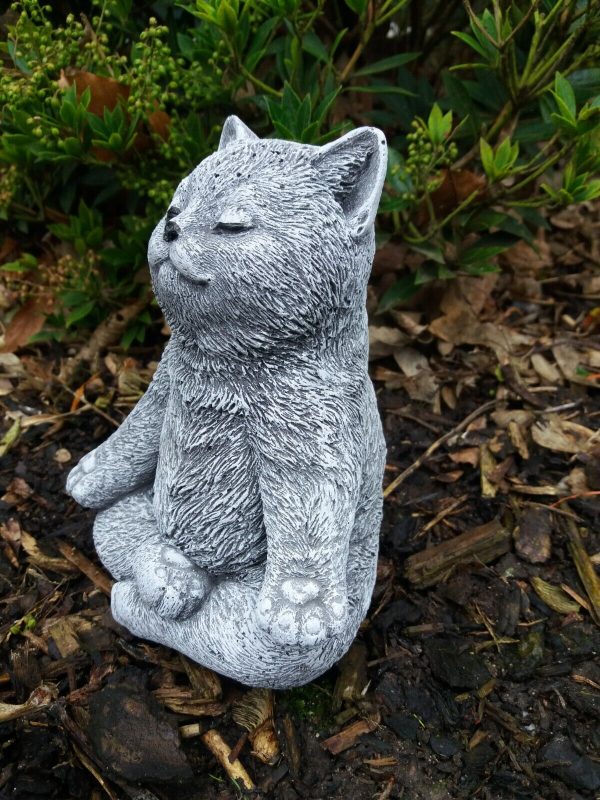 Steinfigur Yoga Katze Kitten Frostfest Steinguss Garten Deko Haustier – Bild 4