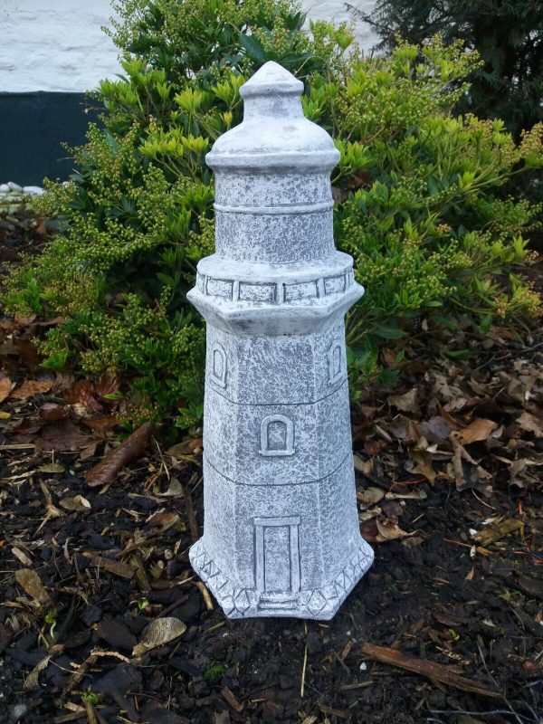 Steinfigur großer Leuchtturm (40cm) Maritim Küste Meer Frostfest Garten Deko