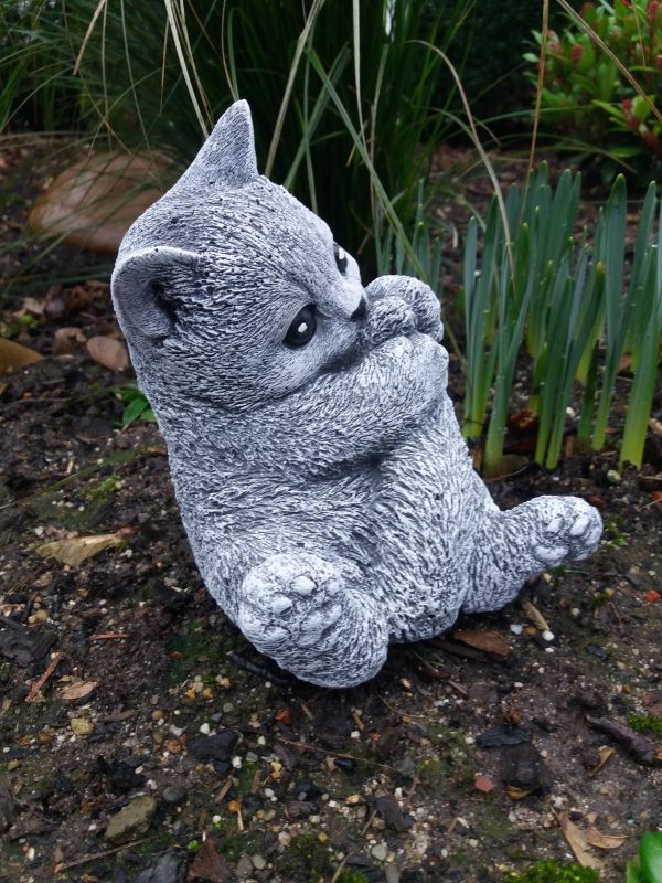Steinfigur verspielte Katze    Gartenfigur – Bild 7